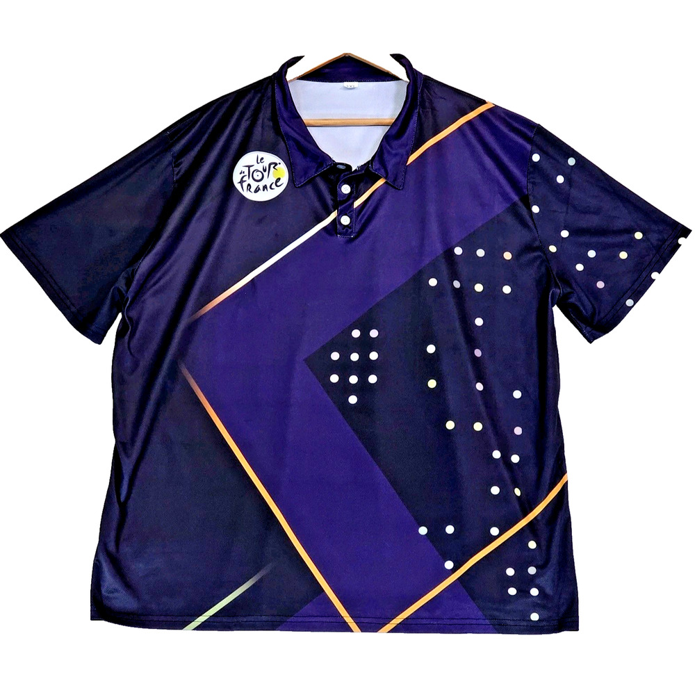 Le Tour de France 3D Graphic 3 Button Polo Lightweight Breathable Shirt Size 3X